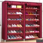 Double compartment 7 layers dust proof shoe rack with cover