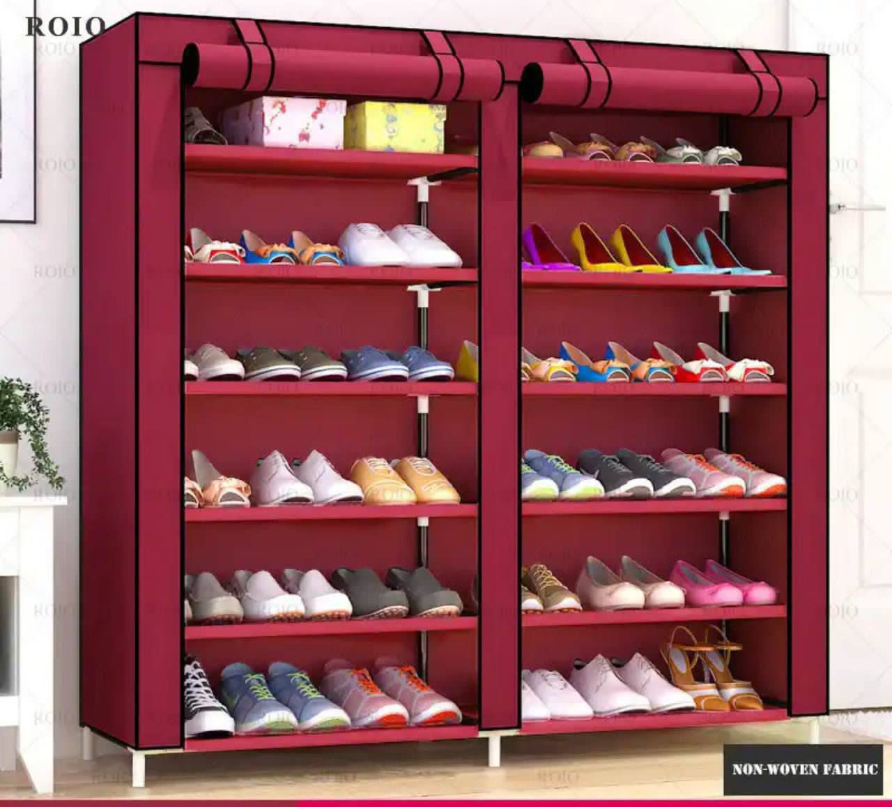 2 Double compartment 7 layers dust proof shoe rack with cover - Image 1